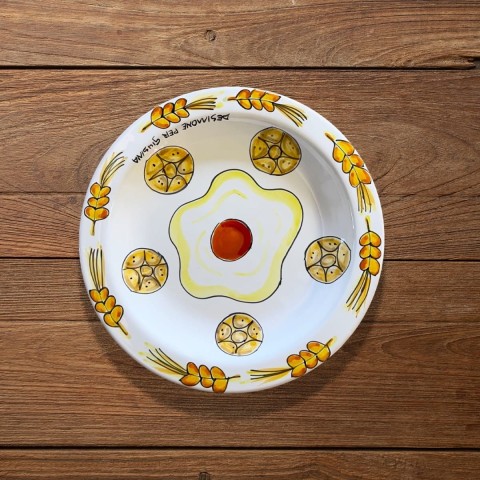 Sicilian handmade flat plate Plate De Simone Giusina Bread in the Egg Sicilian handmade flat plate Plate De Simone Giusina Bread in the Egg